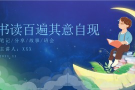 梦幻星空读书日读书分享会班会ppt模板